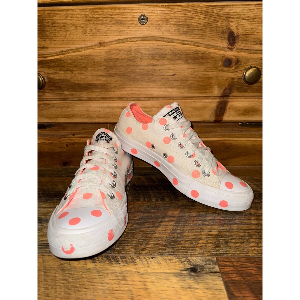 Converse Chuck Taylor All Star Low Top Polka Dot Cream Orange Sz 7 560629F